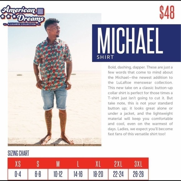 NEW - LULAROE Michael Button Down Black & Tan Floral Tropical Shirt- Size Medium - Picture 5 of 5